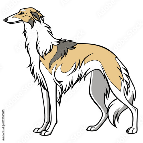 Elegant borzoi dog illustration standing proudly