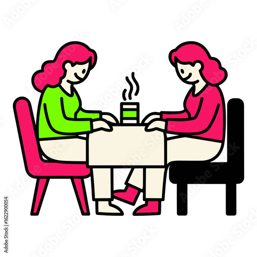 Two friends sharing a drink at a table