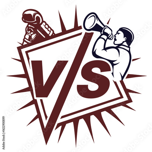 Boxing versus competition with announcer and megaphone