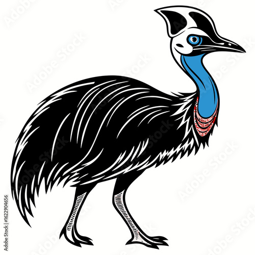 Stylized illustration of a cassowary bird