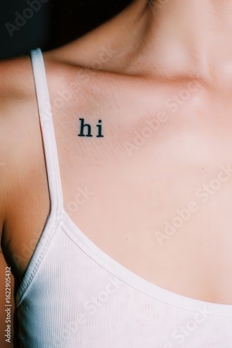 Saying hello softly a collarbone tattoo, greeting the world one clavicle at a time, a modern minimal aesthetic