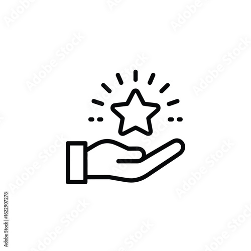 Hand holding a shining star icon