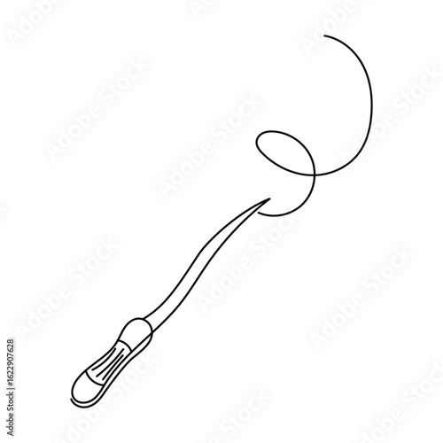 Magic wand continuous line. Vector illustration of magic wand, minimalistic one line icon