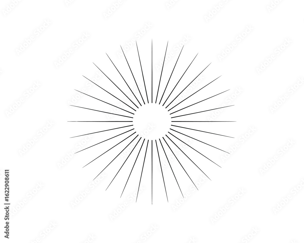 Obraz premium Abstract sunburst with thin rays emanating from a central circle