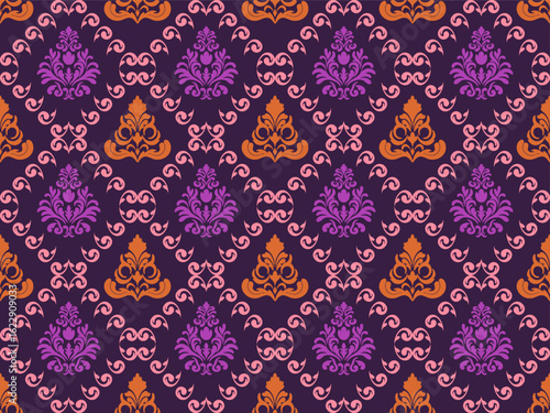 Seamless pattern in a style often associated with traditional art or royal aesthetics.