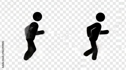 Two stick figures running side by side in a minimalist style illustration for a fitness concept 4k video