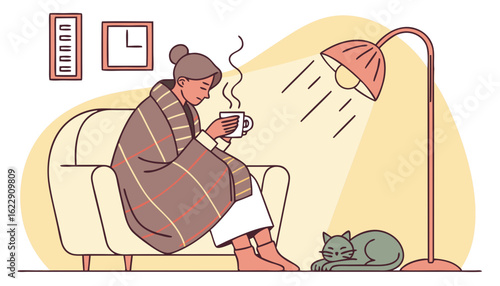 woman shriving with fever