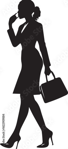 A beautiful woman in a tight black dress on a colored background. Silhouette of a woman against a gradient background.