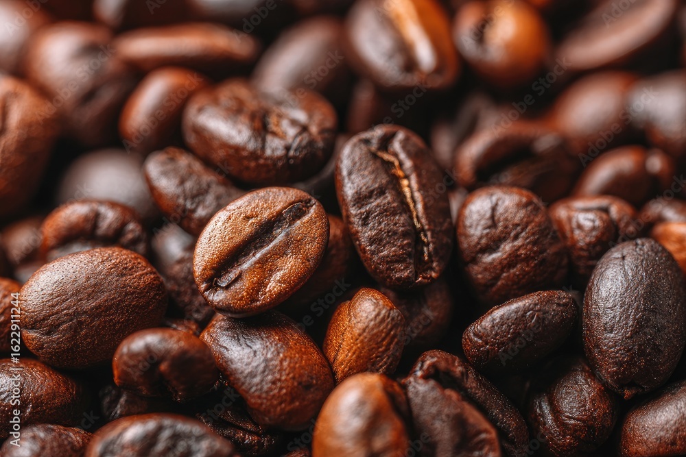 Naklejka premium Close-up view of roasted coffee beans (2)