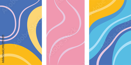 Four lines in different colors and shapes, showcasing a variety of designs and patterns against a neutral background..eps