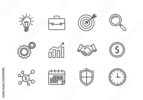 Versatile icon set featuring a single detailed graphic element for diverse design applications