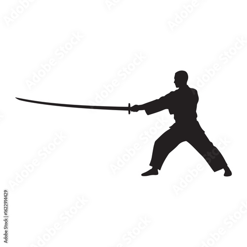 Martial arts training sword silhouette vector illustration on white background