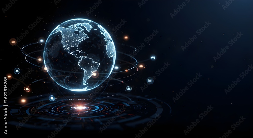 Fototapeta premium Tech Sphere: Mapping the Digital Age