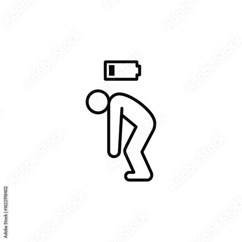 Person with low battery icon symbolizing exhaustion