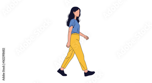 Animated Woman Walking With Confidence and Purpose Through Everyday Life