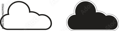 Simple cloud icon representing overcast or cloudy weather condition for climate forecast UI and app graphics with transparent background