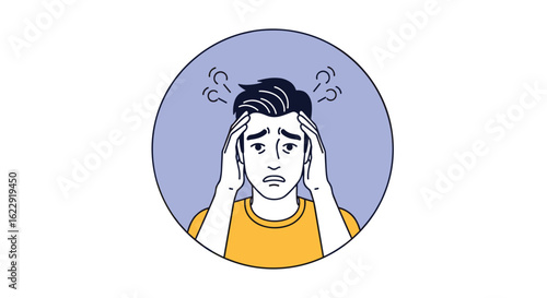 Man Clutching His Head Experiencing Intense Pressure and Stress Visualized