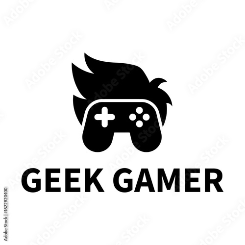 Cool gamer face icon with headset and game controller