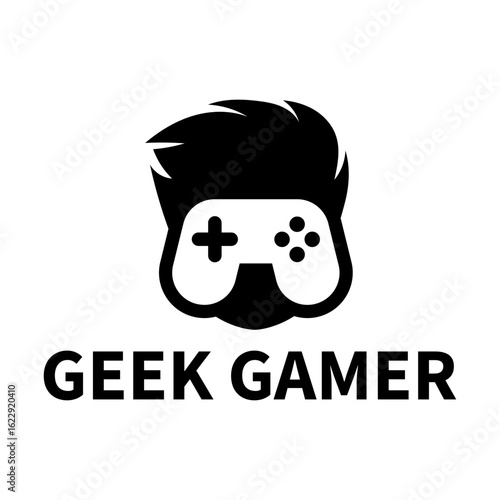 Cool gamer face icon with headset and game controller