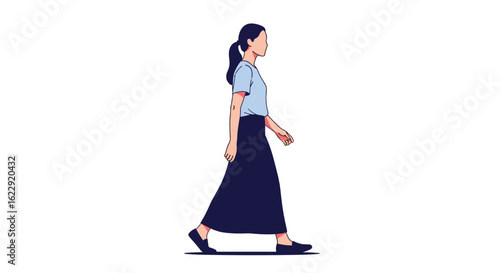 Animated Character Performing a Simple Walking Motion Cycle with a Plain Background Animation