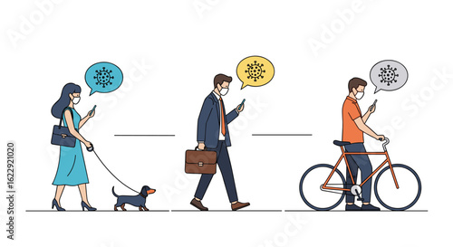 People Engaged With Digital Devices During Daily Commutes and Leisure Activities
