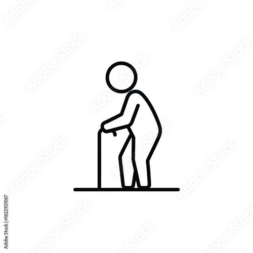 Elderly person icon with cane