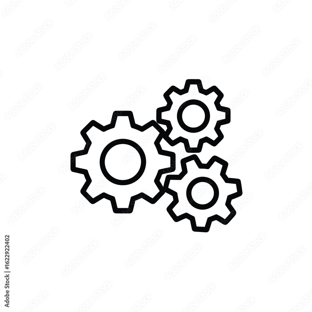 Three interlocking gears icon Three interlocking gears icon