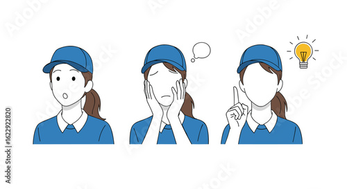 Employee development stages from confusion to insightful problem solving illustration