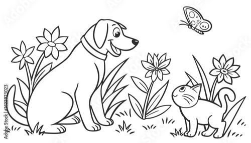 Dog and cat in happy mood