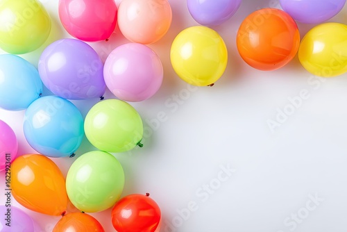 Wallpaper Mural Colorful balloons clustered in a corner, against a white background Torontodigital.ca