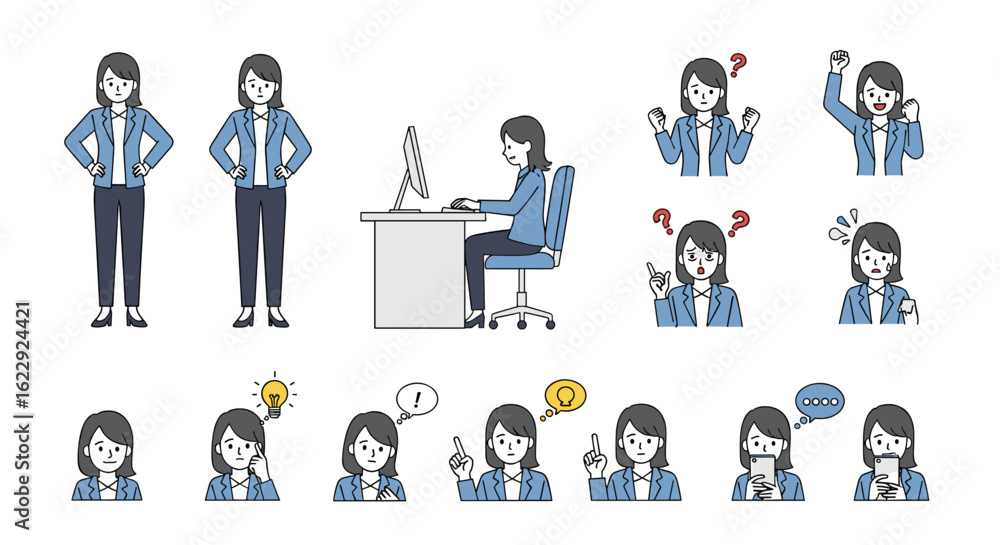 Collection of pixel art illustrations showing woman engaged in various activities and expressing diverse emotions Collection of pixel art illustrations showing woman engaged in various activities and expressing diverse emotions