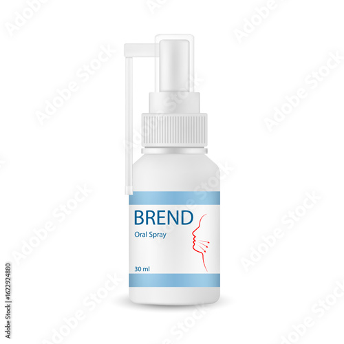 Plastic mockup of a throat spray bottle