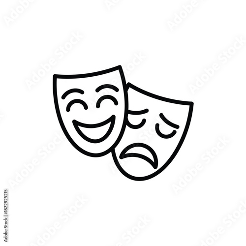 Comedy and tragedy theater masks icon