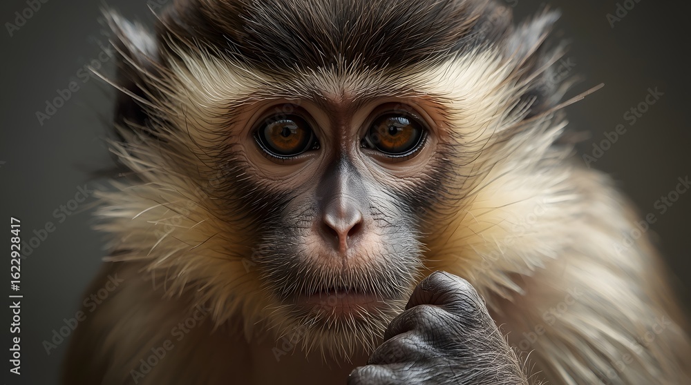 Obraz premium Monkey with Thoughtful Expression