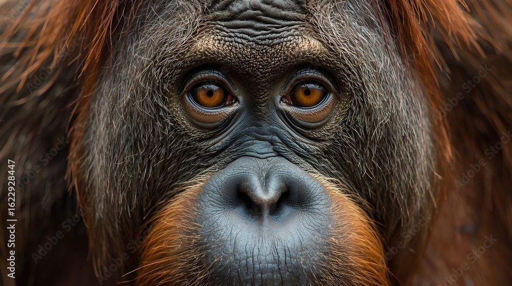 Obraz premium Apes intense eyes against a dark background
