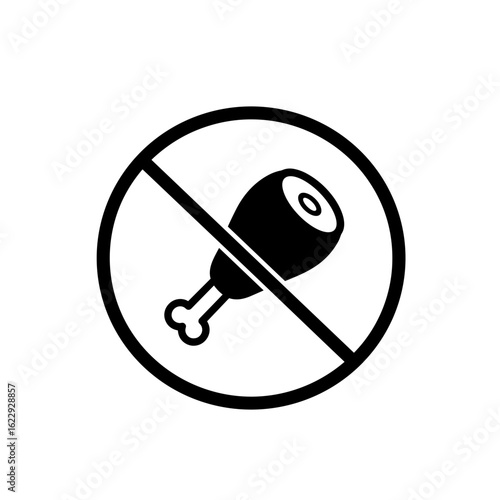 No meat symbol showing prohibition of meat consumption  