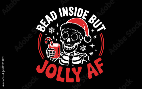 Retro Dead Inside But Jolly Af Skeleton Coffee Christmas svg t-shirt quotes design