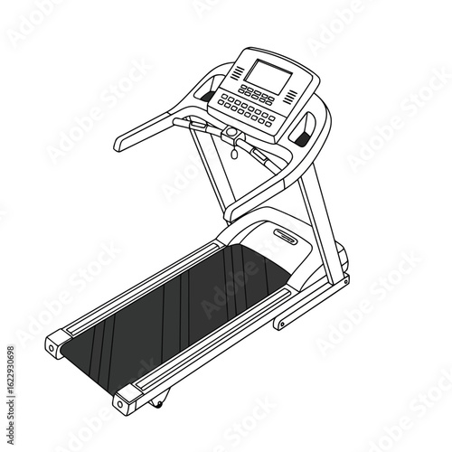 Vector illustration of 3d illustration of treadmill isolated on white background