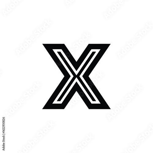 Vector illustration of 3d illustration of stylized letter x isolated on white background