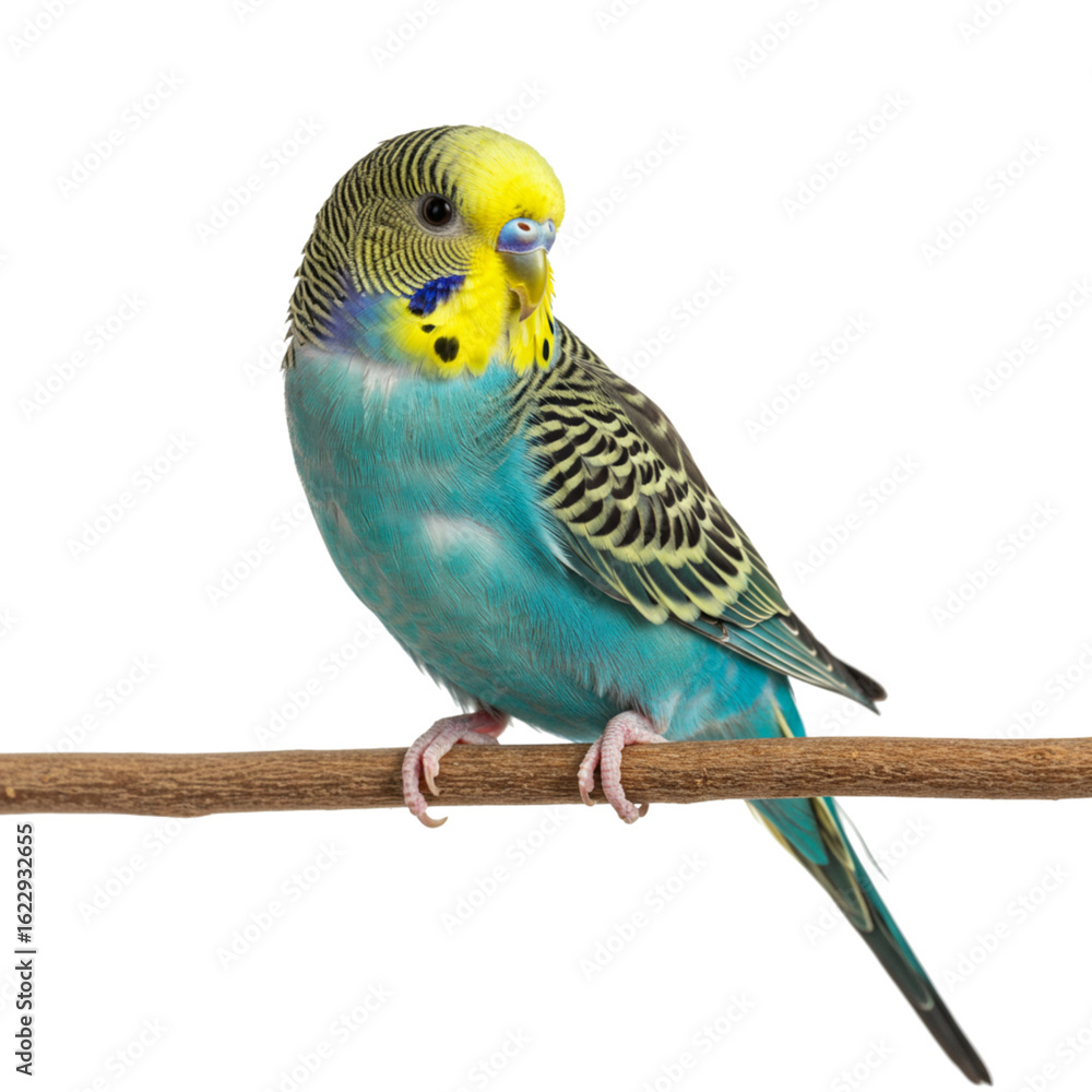 Fototapeta premium Colorful parakeet budgie, white background