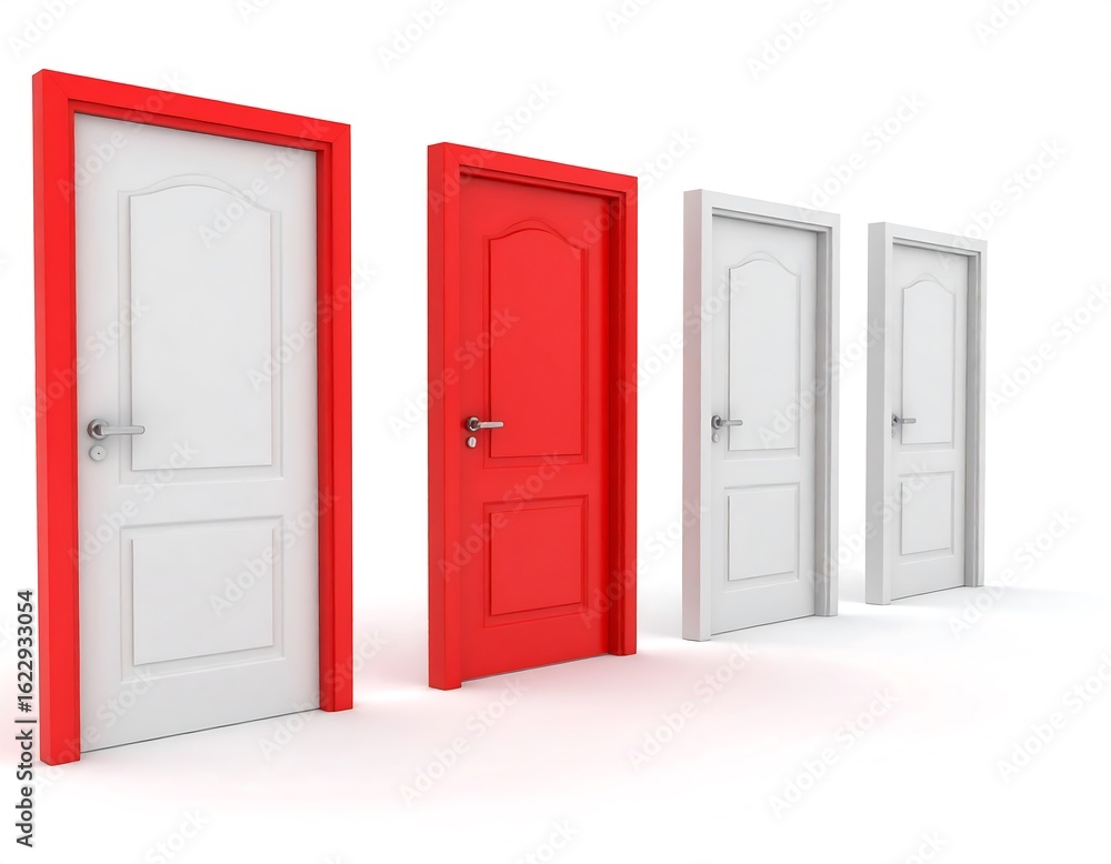 A selection of doorways indicating different choices or divergent career pathways available A selection of doorways indicating different choices or divergent career pathways available