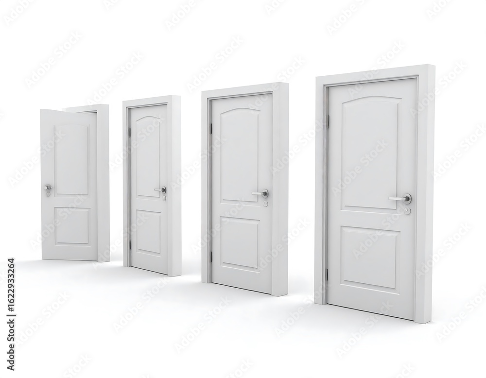 Naklejka premium A sequential representation of opportunities through partially open doors leading forward