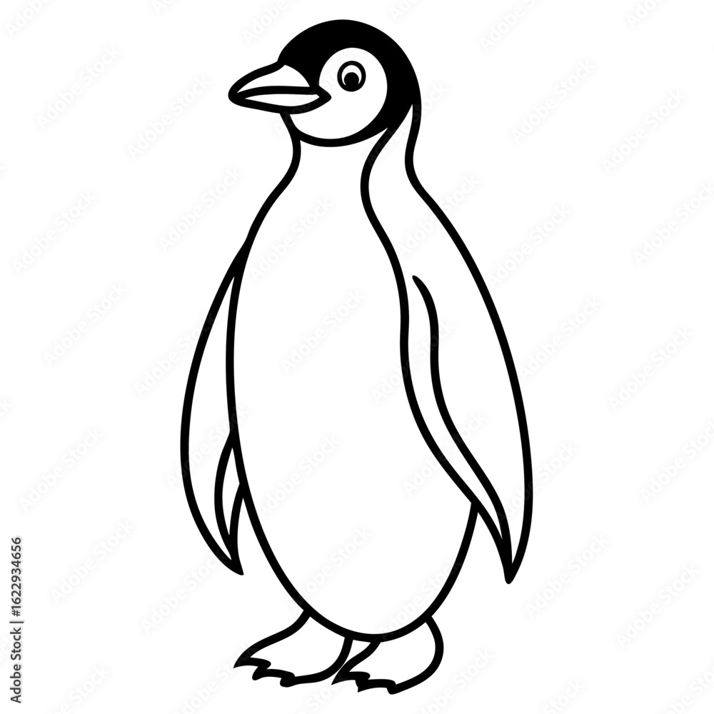 Fototapeta premium Penguin line art vector