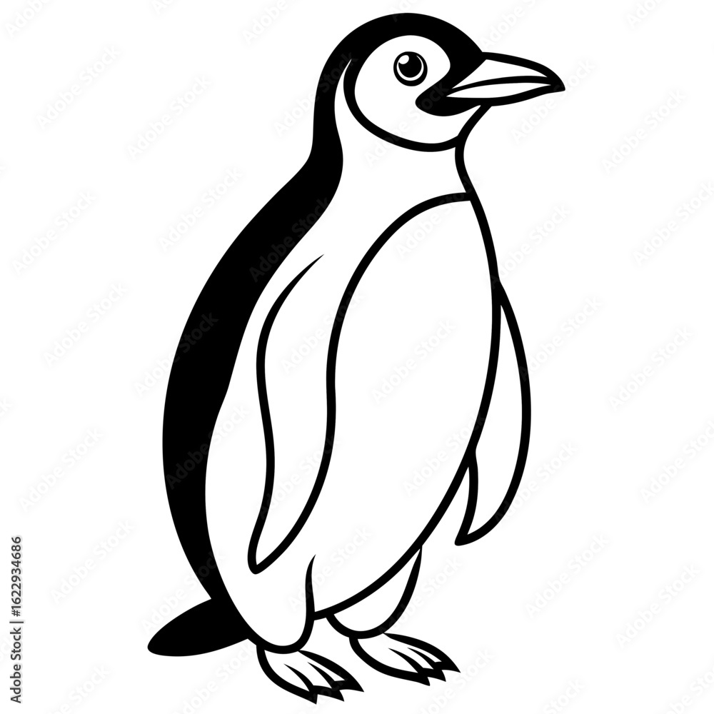 Fototapeta premium Penguin line art vector
