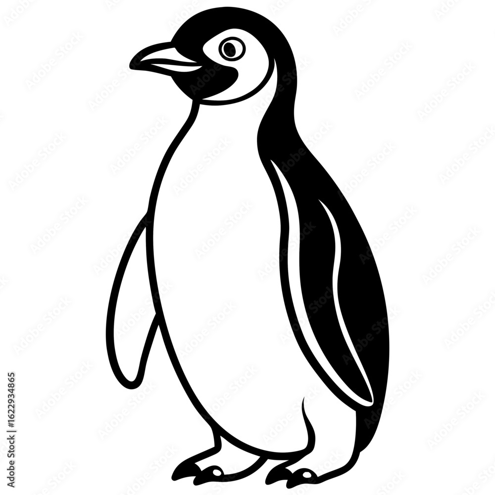 Fototapeta premium Penguin line art vector