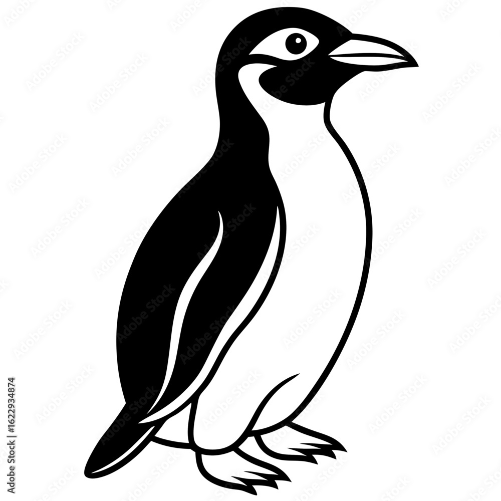 Fototapeta premium Penguin line art vector