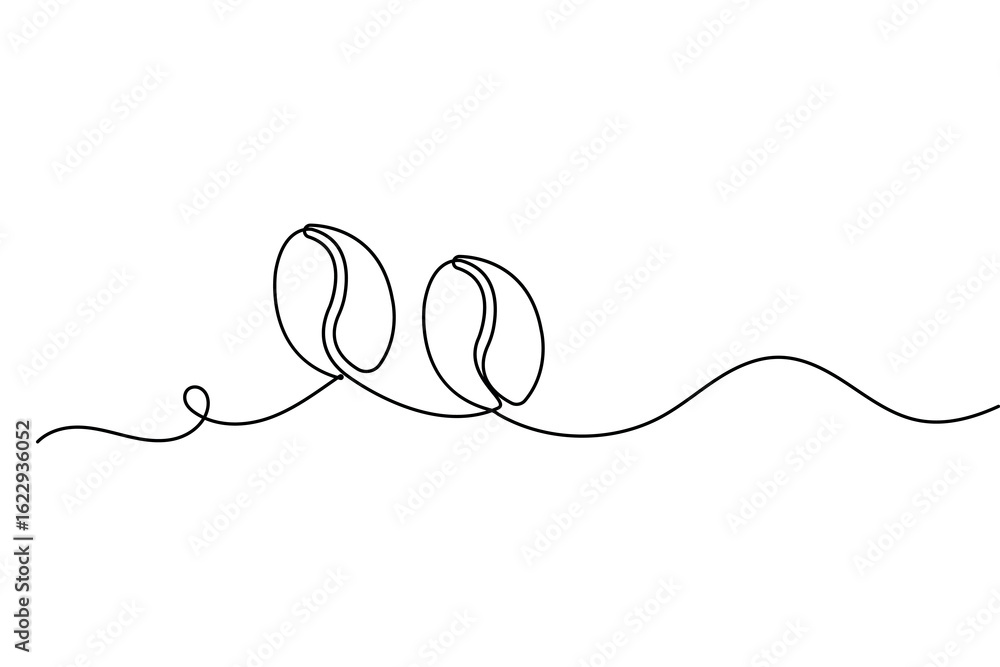 Obraz premium Single one line coffee bean drawing minimalist vector outline sketch isolated on white background 