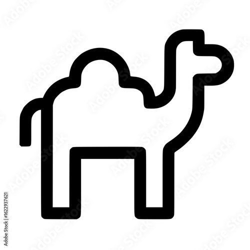 Isolated Black Outline Camel Icon
