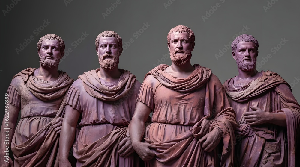 Naklejka premium Ancient Roman Statue Sculpture - Classical Art - Five Male Figures