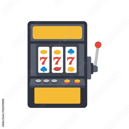 Slot Machine with Lucky Sevens and Symbols for Gambling and Casino Games